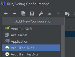 Arquillian test run configuration