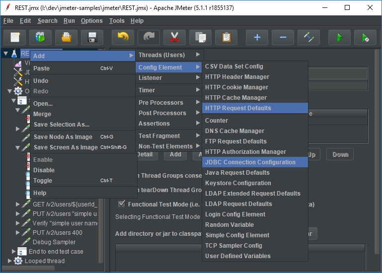 HTTP Requests Defaults and JDBC Connection Configuration HTTP Requests Defaults and JDBC Connection Configuration